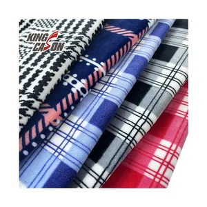 KINGCASON New Arrivals Classic Plaid Double Faced Geometric Houndstooth Super Soft Velvet Fabric For Underwear Pajamas