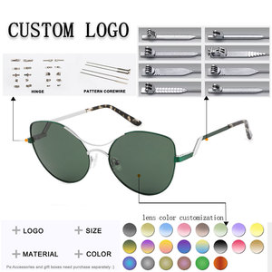 Lunettes de soleil œil de chat pour femmes, verres marron, monture métallique à bord complet, protection UV400, lunettes de soleil tendance pour adultes - Product Image 2
