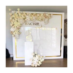 New Arrival Gold Stainless Steel White Acrylic Wall Panels <strong>Wedding</strong> Centerpieces Acrylic <strong>Wedding</strong> <strong>Backdrop</strong> <strong>Stand</strong> for Event - Product Image 1