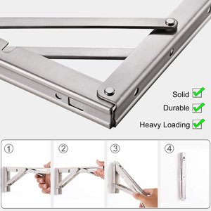 Kệ Có Thể Gập Lại Khung Diy Heavy Duty Thép Không Gỉ Ráp Tường Kim Loại Nổi Làm Việc Băng Ghế Dự Bị Bảng Gấp Kệ Chân Đế - Product Image 4