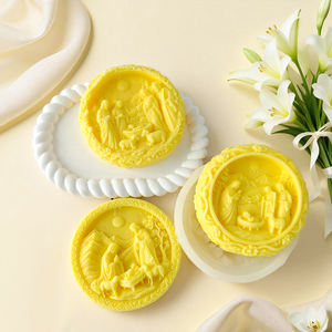 <span class=keywords><strong>Moule</strong></span> à bougie en silicone rond en forme de lune, design 3D, écologique, pour la décoration de l'Aïd Moubarak et du Ramadan - Product Image 2