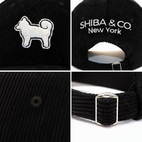 Gorra de Béisbol Personalizada de Pana Negra, Estilo Dad Hat de 6 Paneles, con Bordado, Correa Ajustable, Unisex, Estilo Urbano, Vintage, Venta al por Mayor, OEM, ODM