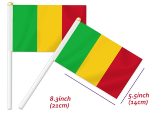 Impresión personalizada <span class=keywords><strong>de</strong></span> país 14*21cm país pequeño <span class=keywords><strong>Mali</strong></span> <span class=keywords><strong>Bandera</strong></span> Nacional ondeando a mano con poste <span class=keywords><strong>de</strong></span> plástico - Product Image 5