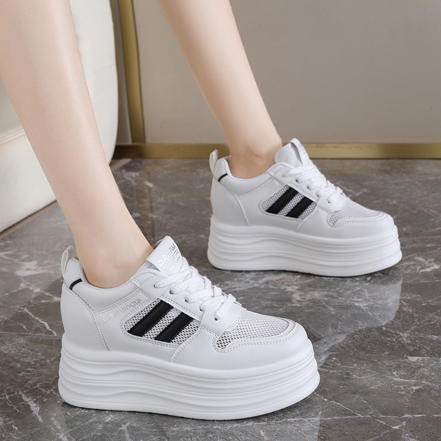 Women's Platform Casual Sneakers Thick Sole Breathable Versatile Height Increasing Lightweight Non-Slip Comfort Walking Shoes