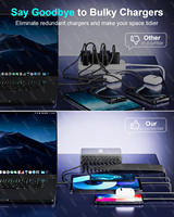 Hub de chargeur GaN 800W Multi-ports QC PD USB C Station de charge rapide Adaptateur compatible pour iPhone 16/15/14 iPad MacBook Ordinateur portable