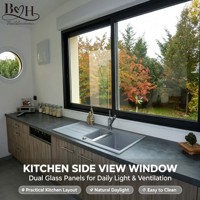 Ventana Plegable de Aluminio con Doble Vidrio Templado Low-E para Cocina, Barra, Exterior de Villa, Ventana Abatible para Casa