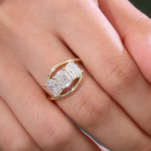 Provence brand <b>custom</b> Designer <b>Ring</b> Cushion Three Stones lab diamond <b>ring</b> 18K Solid Gold Personalized design <b>ring</b> manufacturer - Product Image 3