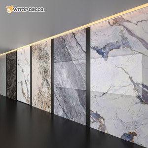 Thiết kế hiện đại sang trọng bằng đá cẩm thạch tấm PVC tấm Tường Trang trí Hoàn chỉnh hạt UV ban không thấm nước cho khách sạn biệt thự đá mô hình - Product Image 2