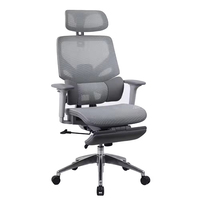 Chaise de bureau de direction ergonomique en cuir PU avec appui-tête réglable, repose-pieds en maille contemporain, grande chaise pivotante pour PDG, modèle moderne JR