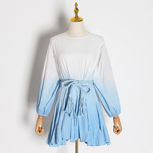 <strong>Custom</strong> Ladies Frock Casual Trendy Ruffle Short <strong>Dress</strong> Women Bow Puff Sleeve Asymmetrical Hem Tie Dye Mini <strong>Dress</strong> - Product Image 6