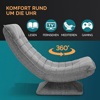 Dossier réglable 360 chaise de sol pliable rotative capacité de charge de 150 kg rembourré salon jeu Relax chaise de sol