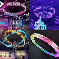 Enseigne publicitaire lumineuse en néon acrylique avec design circulaire suspendu pour bar et salle de billard, personnalisable