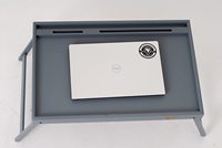 Plateau de rangement pliable en bambou avec finition laquée Plateau de service avec fentes pour lecture et téléphone pour le petit-déjeuner