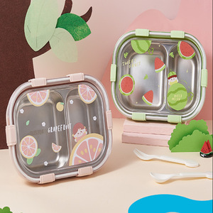 Cute Fruit Pattern Visual Insulated <b>Lunch</b> <b>Box</b> for Elementary <b>School</b> Students Stainless Steel <b>Lunch</b> <b>Box</b> - Product Image 1