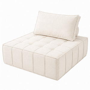 Modern Minimalist Tofu Blok Şönil Döşemeli Süngerli Kolçaksız Tek Modül Derin Oturma Alanlı Kanepe (Apartman, Stüdyo, Oturma Odası için) - Product Image 1