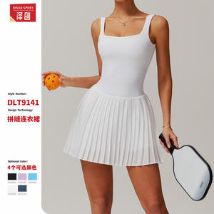 กระโปรงเทนนิสผู้หญิง Disko Sport เอวยางยืด ผ้าชีฟอง จีบระบาย สีขาว สีม่วงลาเวนเดอร์ สีน้ำเงิน ตราสัญลักษณ์ แบล็คสวอน คุณภาพสูง - Product Image 3