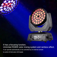 Projecteur LED Wash à tête mobile 36*10W RGBW 4-en-1 haute luminosité avec zoom, contrôle DMX512, IP20 pour bars et discothèques