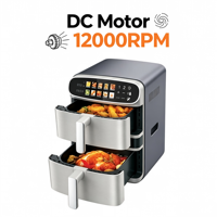 Friteuse à air intelligente multifonctionnelle de grande capacité 12L pour la maison, double compartiment, écran tactile, fenêtre de visualisation, puissance 2800W