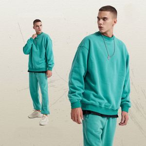 Sweat-shirt en molleton personnalisé avec logo brodé AI-MICH pour hommes et femmes, col rond oversize, pour l'hiver, à capuche - Product Image 6