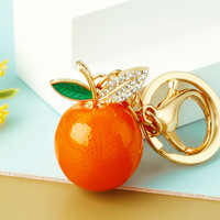Mini porte-clés en strass, pendentif fruit en cristal (citron, pastèque, pomme, ananas, orange), breloque scintillante pour clés de voiture et sacs pour femmes