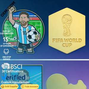 Badge en métal émaillé personnalisé pour les équipes de football des Coupes du Monde, <span class=keywords><strong>passion</strong></span> des fans - Product Image 1