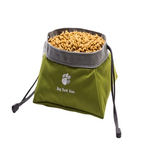 Tazón Portátil de Acero Inoxidable Verde para Comida y Agua de Perros y Gatos, Diseño Plegable de Lona Impermeable para Viajes al Aire Libre - Product Image 2