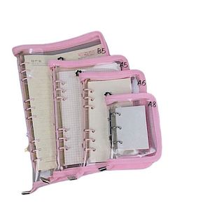 Budget A6 Widen 6 Ring <b>Binder</b> Waterproof Glittering PVC Plastic Cover Flower Shape Zipper Loose Leaf <b>Notebook</b> Filing Product - Product Image 1