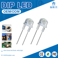 Lampe LED personnalisée 8 mm pour chapeau de paille, 0,5 W, grande diode LED SMT transparente couleur plombée, éclairage blanc naturel/chaud/froid, IRC 80, garantie 3 ans