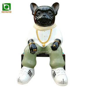 Vendita calda resina personalizzata in fibra di vetro all'aperto decorazione <span class=keywords><strong>da</strong></span> giardino animale cartone animato ricco <span class=keywords><strong>gatto</strong></span> <span class=keywords><strong>e</strong></span> <span class=keywords><strong>cane</strong></span> statua - Product Image 2