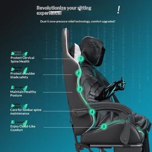 Komfortabler Ergonomischer <span class=keywords><strong>Massage</strong></span>-Relaxsessel aus Leder mit Verstellbarer Höhe, 5-Sterne-Eisenbasis, Drehbaren Rollen und Ausziehbarem PC-Gaming-Stuhl - Product Image 3