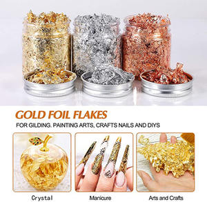 Serpihan Foil Emas untuk Resin,3 Botol Serpihan Foil Metalik 15 Gram, Serpihan Foil Emas Daun Metalik untuk Kuku, Pengecatan - Product Image 2