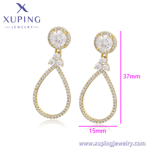 Para Xuping <span class=keywords><strong>Jewelry</strong></span> X000984508 <span class=keywords><strong>Trendy</strong></span> 14K Chapado en oro Artificial Diamond <span class=keywords><strong>Wedding</strong></span> Pendientes de gota ovalados para mujer - Product Image 3