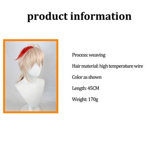 Genshin วิกผมอนิเมะ Kaedehara <span class=keywords><strong>Kazuha</strong></span>,วิกผมผสมสีแดงชมพูเข้มขนาดกลาง45ซม. - Product Image 6