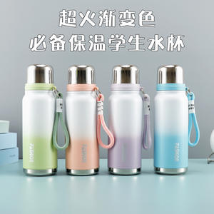 Fashion Stainless Steel Insulated <b>Water</b> <b>Bottle</b> 304 Gradient Color With Strap For Travel Students Kids - Product Image 5