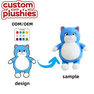 Peluche Gatto Blu Personalizzato - Bambola Gatto Imbottita Personalizzabile OEM/ODM, Peluche Gatto Carino Personalizzato per Branding e Regali - Product Image 1