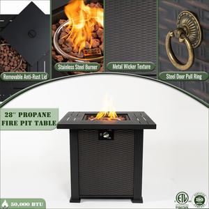 Table de foyer au gaz carrée d'extérieur en acier inoxydable, design autoportant, portable, 50 000 BTU pour utilisation en patio, en stock aux États-Unis - Product Image 5