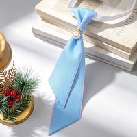 Cravate longue pré-nouée de luxe en fausses perles, accessoire d'uniforme japonais JK, cravate ajustable à fermeture éclair pour femme, vente en gros