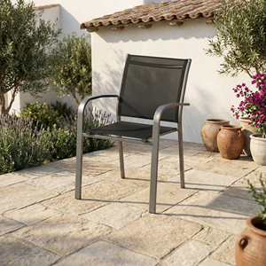 Sillón de Comedor para Exteriores con Estructura de Aluminio <span class=keywords><strong>Antracita</strong></span> con Recubrimiento en Polvo Moderno, Asiento Textil Cómodo y Duradero para Jardín o Parque - Product Image 3