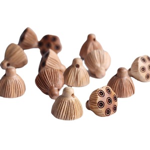 Perles de lotus en bois de pêcher Linglong Pavilion, 1,4 cm, style chinois, pour la fabrication de bijoux DIY, couleur bois naturel - Product Image 5