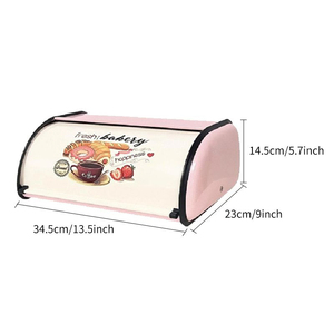 Countertop Drum Type <strong>Roll</strong> <strong>Top</strong> <strong>Bread</strong> <strong>Bin</strong> Black Food Storage Box Metal Iron Kitchen <strong>Bread</strong> Box - Product Image 5