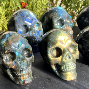 Venta al por Mayor de Calaveras de Labradorita Natural de Alta Calidad, Talladas a Mano, Estilo Bohemio, para Decoración del Hogar, Halloween, 4-5cm, a la Moda - Product Image 6