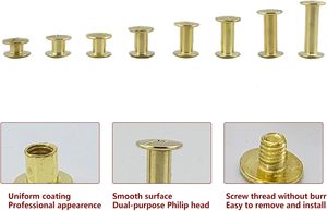 ASLLRISONY Sets Golden Chicago <b>Screws</b> Assorted Kit Sizes Of Round <b>Flat</b> Head Leather Rivets Metal <b>Screw</b> Used For Leather Crafts C - Product Image 3