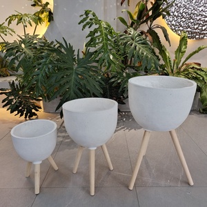Customized Unique Fiber Clay Flower <b>Pots</b> & Planter Wood Stand Leg Indoor Home Decor Customized Garden <b>Plant</b> <b>Pots</b> for Floor Use - Product Image 6