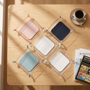 Durable PU Leather Folding Tray Multi-Functional Desktop Clear <b>Storage</b> Organizer Waterproof <b>Collapsible</b> Catchall Welcome Gifts - Product Image 2