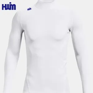 Men's Compression Top Custom Slim Fit 4-Way Stretch Quick Dry Mock Neck For Outdoor Jogging T-shirt