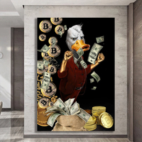 Peinture sur toile Canard et Dollar, images de dessins animés, affiche et impressions, art mural moderne sur toile d'animaux, affiche graffiti pour la décoration de la maison