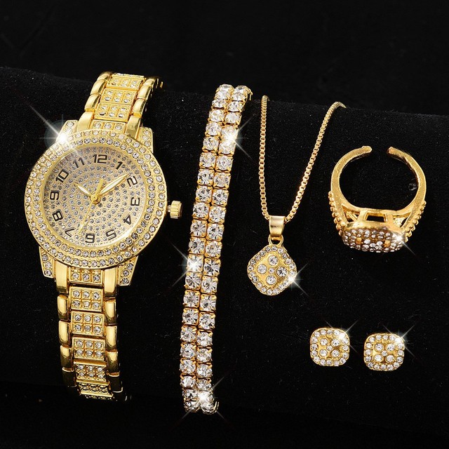 Full Diamond Roman Numeral Steel Band Women's Watch Starry Sky Elegant Business Quartz Jewelry Set China