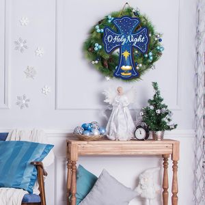 Cartel colgante de pared de Cruz de Navidad de madera de Vietnam O decoración de vacaciones religiosas de noche santa - Product Image 3