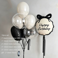 Lot de Décoration de Fête d'Anniversaire : Ballons Nœuds Noirs et Crème Élégants avec Bannière en Aluminium – Vente en Gros