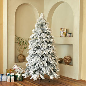 Snowy Flocked Realistic PE&amp;PVC <strong>Fir</strong> Shape Artificial Christmas Tree With Warm LED Lights - Product Image 5